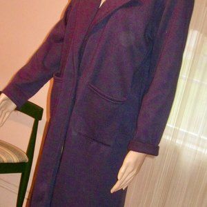 "COZY NAVY BLUE DUSTER COAT" 2 SIDE POCKETS, SIZE M WITH 1 BUTTON CLOSURE"